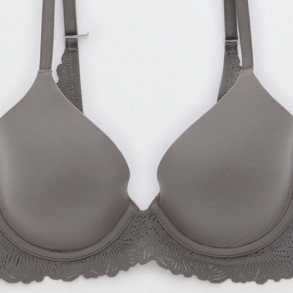 Sunnie Bloom Gray Lace Trim Bra